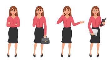 Cartoon Woman Gesture Set vector