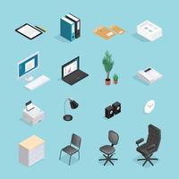 Office Supplies Isometric Icon Set vector