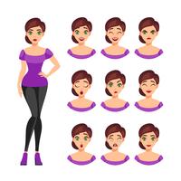 Girl Emotions Set vector