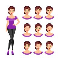 Girl Emotions Set vector