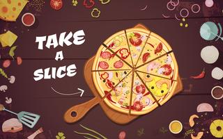 Advertising Of Pizza Cartoon Illustration vector