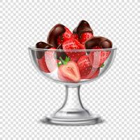 Realistic Strawberry In Chocolate Composition vector