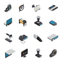 Car Electronics Isometric Icons vector