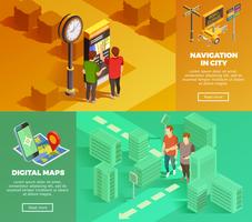 City Navigation Isometric Banners vector