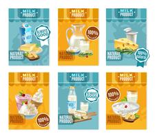 Conjunto de Banners de productos lácteos vector