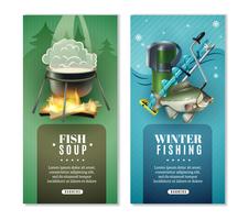 Set de Banners Verticales de Pesca de Invierno 2 vector