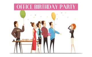 Fiesta de cumpleaños en la oficina ilustración vector