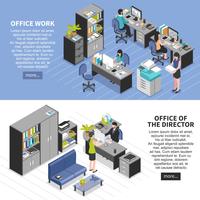 Office Workplaces Banners Set vector