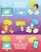 Contact Us Retro Cartoon Banners Set vector