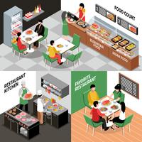 Restaurant Interior Compositions Set vector