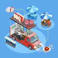 Street Food Trucks Service Isometric Poster vector