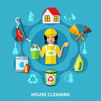 Cleaning House Round Composition vector