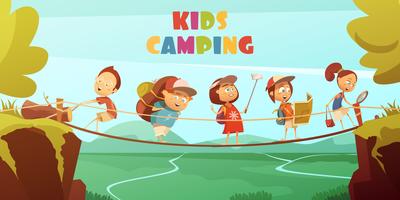 Fondo de camping para niños vector