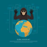 Cartel simbólico del fondo del Global Hackers Net vector