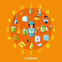 Cleaning Tools Round Composition vector