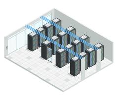 Server Room Isometric Interior vector