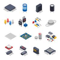 Conjunto de iconos de componentes semiconductores vector