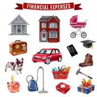 Family Expenses Flat Icons Collection  vector
