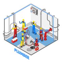 Plumber Isometric People Composition vector