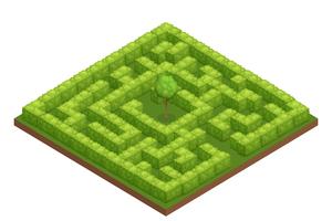 Garden Labyrinth Isometric Composition vector