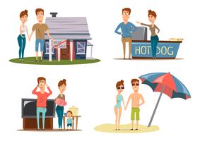 Couple Vacation Compositions Set vector