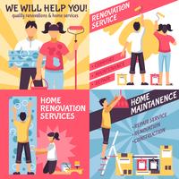 Renovation Advertising Compositions Set vector