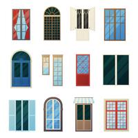 Muntin  Bars Window Panels Icons Set vector