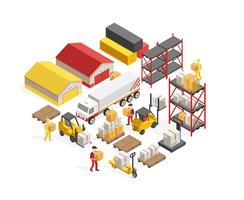 Warehouse Logistics Isometric Concept vector