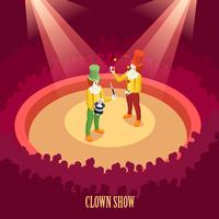 Circus Clowns Show Isometric Poster  vector