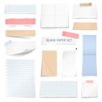 Hojas de papel en blanco tiras de colección realista vector