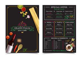 Menú del restaurante italiano con oferta especial vector