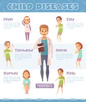 Child Diseases Cartoon Infographics vector