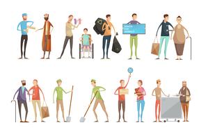 Flat Volunteer Characters Set vector