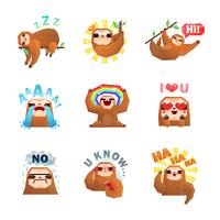 Set de pegatinas de emoticones de pereza vector