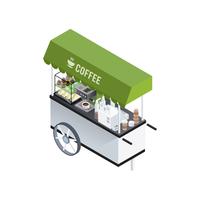 Coffee Cart Isometric Composition vector