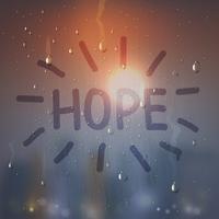 Hope Word On Misted Glass Composition vector