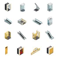 Elevator Isometric Elements Set vector