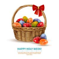 Easter Wicker Basket Realistic Image  vector