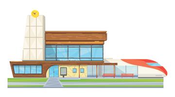 Modern Railway Station Flat Front View  vector