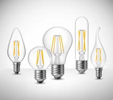 Filament Led Lightbulbs Realistic Set vector