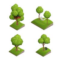 Tree Swing Icon Set vector