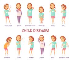 Infantile Diseases Symptoms Set vector