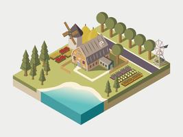 Farmhouse Isometric Illustration  vector