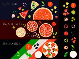 conjunto de banners de constructor de pizza vector