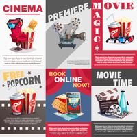 Conjunto de carteles de cine con publicidad de estreno vector