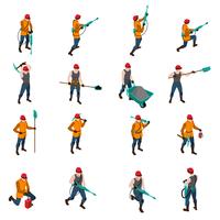 Miner People Isometric Icons Set vector