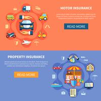 Banners horizontales de seguros de vehículos y casas vector