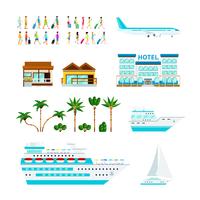 Tropical Cruise Elements Set vector