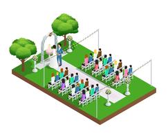 Wedding ceremony isometric composition vector