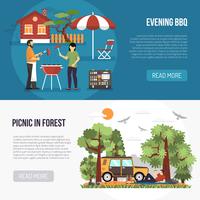 Barbecue And Picnic Banners vector